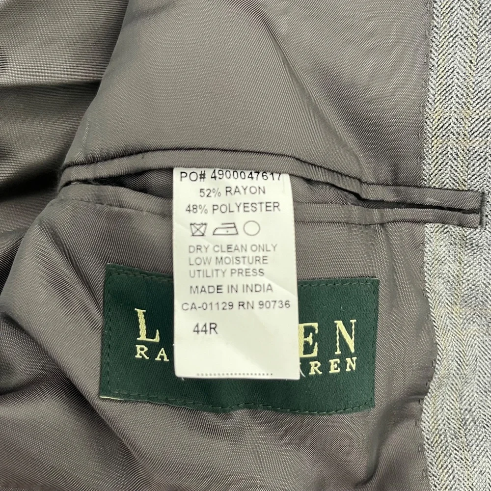 Lauren Ralph Lauren Mens 44 Sport Coat Single Breasted Gray 2-Button Notch Lapel